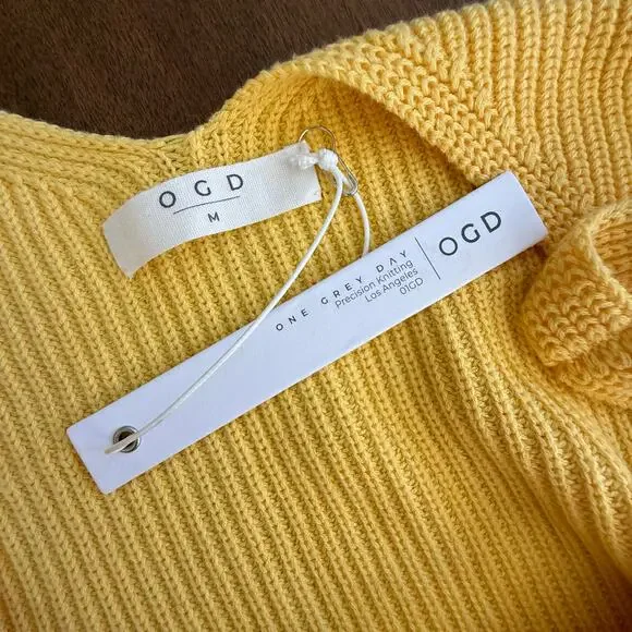 One Grey Day Orson Knit Crop Tank Cotton Silk Blend Sunbeam Butter Yellow Sz Med - Picture 9 of 14